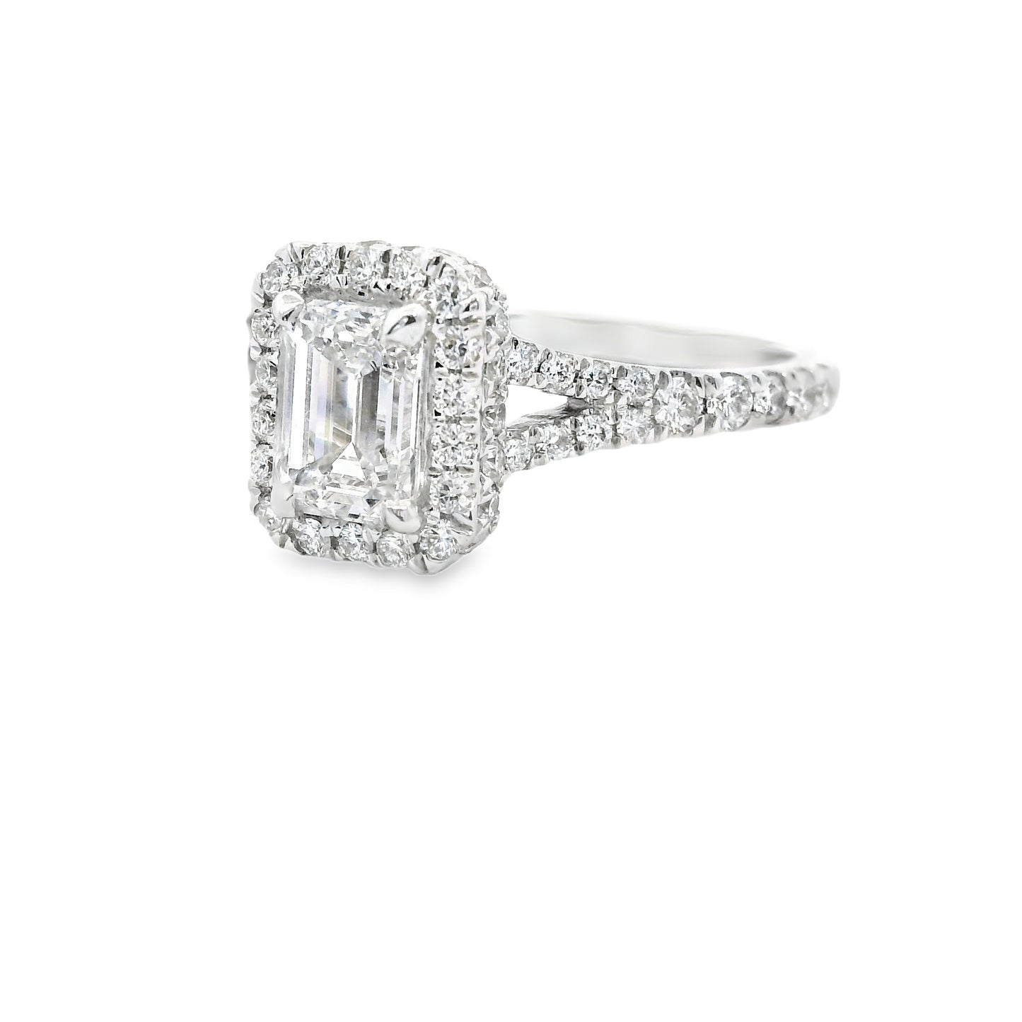 14K White Gold Multi Stone Emerald Cut Lab Diamond Ring