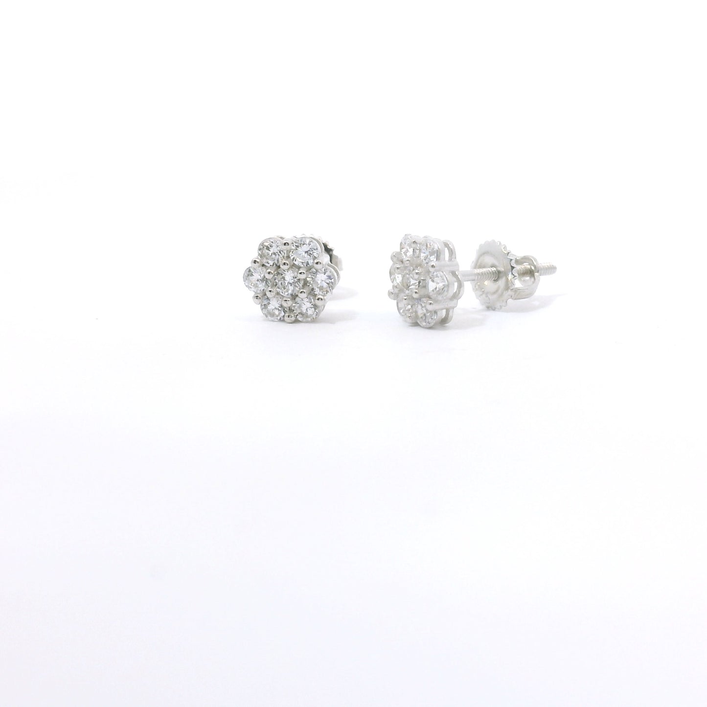 Sterling Silver with Flower Cubic Zirconia Earrings image 0