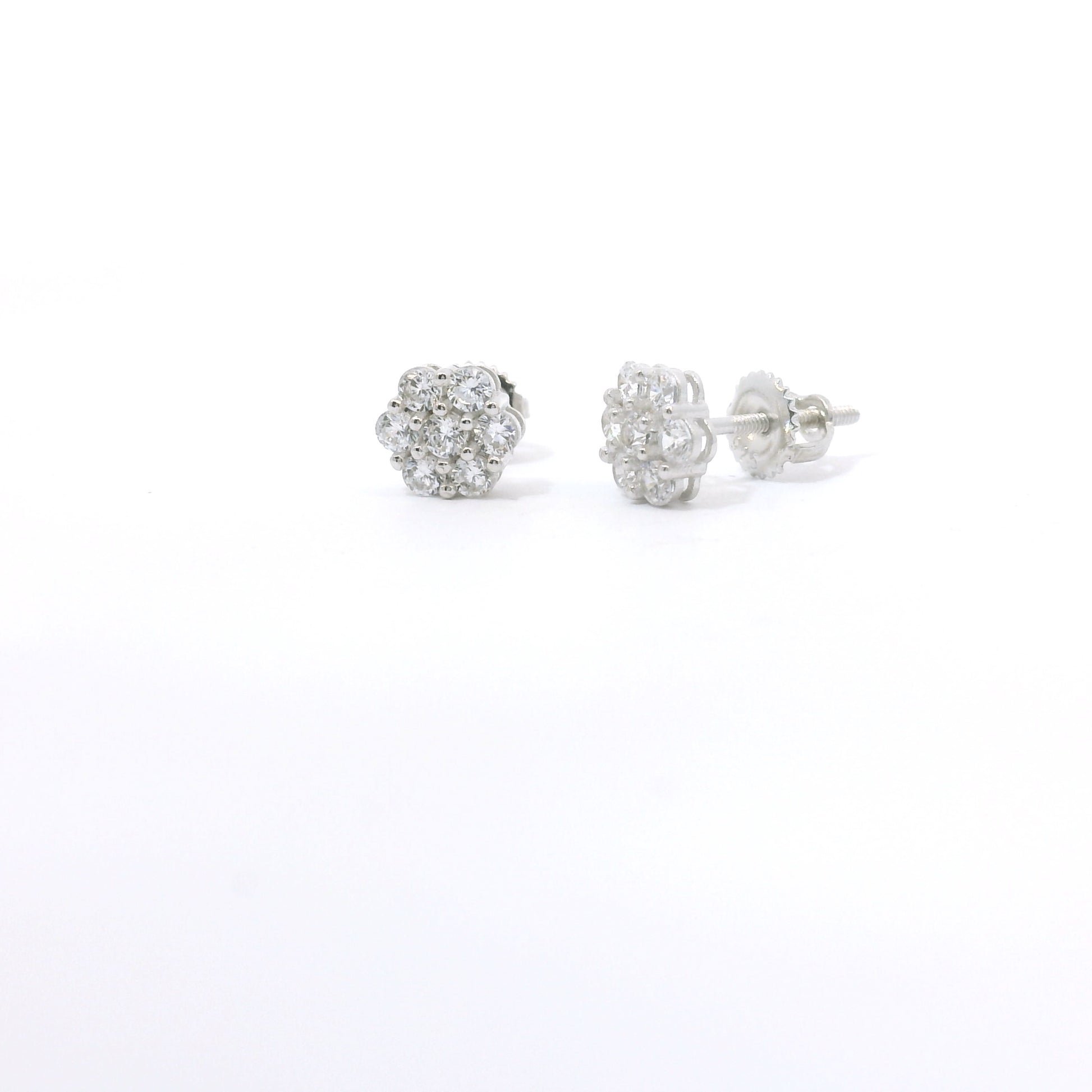 Sterling Silver with Flower Cubic Zirconia Earrings image 0
