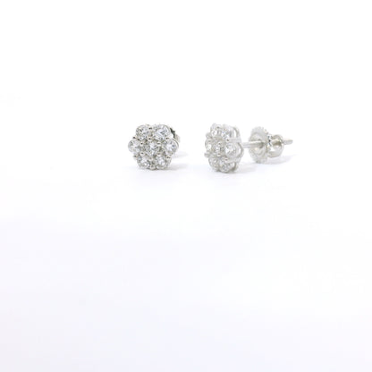 Sterling Silver with Flower Cubic Zirconia Earrings image 0