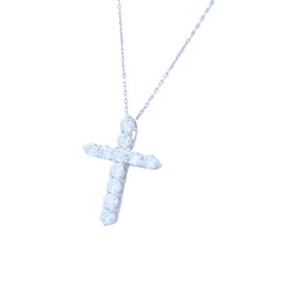 10K White Gold Lab Diamond .54 CT VS Cross Pendant Necklace Set