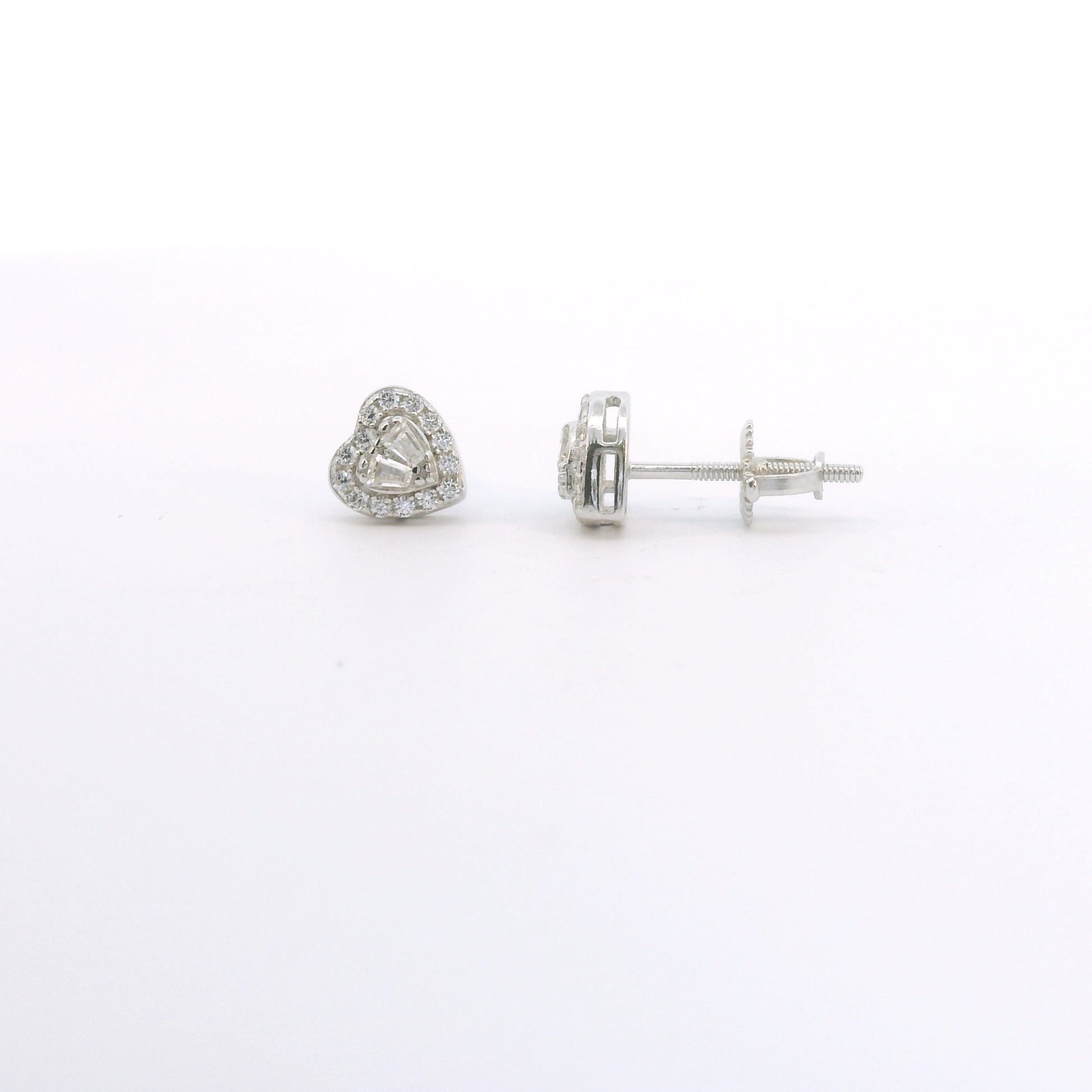 Sterling Silver with Heart Elegant Cubic Zirconia Earrings image 2