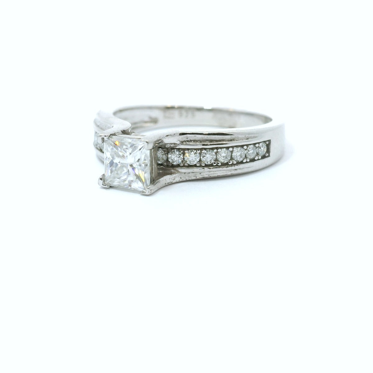 Sterling Silver with Princess Cut Moissanite Promise Ring 0.92 CTW image 2