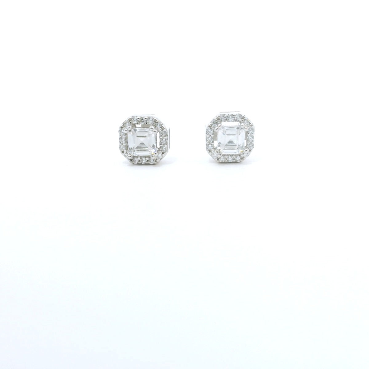 Sterling Silver with Square Cubic Zirconia Earrings image 0