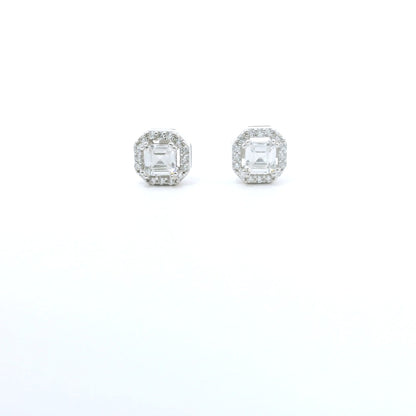Sterling Silver with Square Cubic Zirconia Earrings image 0