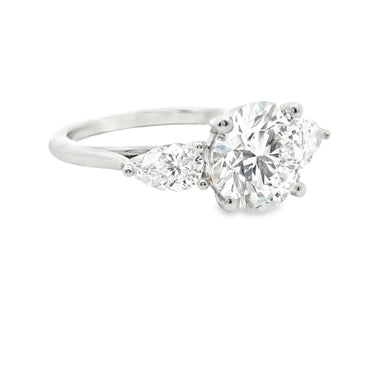 14K White Gold Trinity Round Cut Lab Diamond Ring 2.56 CTTW