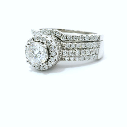 Sterling Silver with Round Brilliant Moissanite Engagement Set image 2