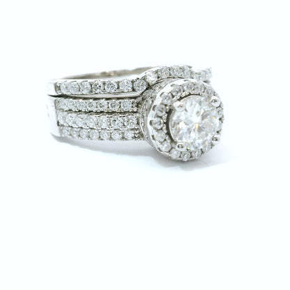 Sterling Silver with Round Brilliant Moissanite Engagement Set image 1