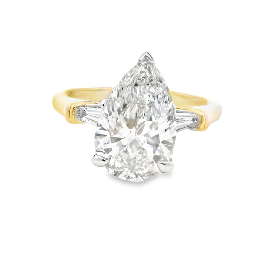 14K Yellow Gold Fancy Pear-Cut Lab Diamond Multistone Ring 3.20 CTTW