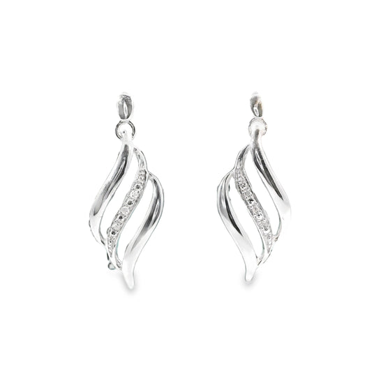 Sterling Silver Diamond Dangle Earrings