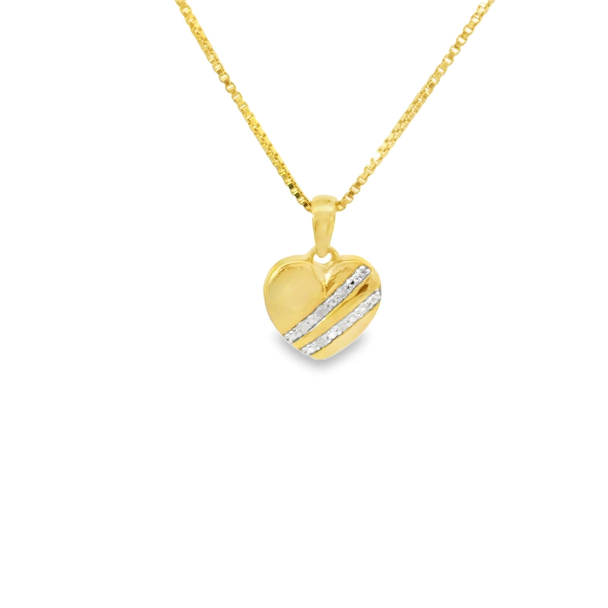 Sterling Silver Heart Pendant Necklace with Round Cut Diamonds