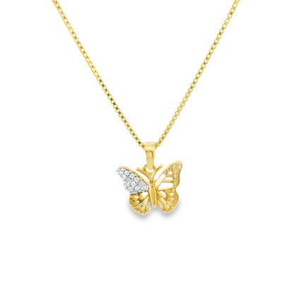 Sterling Silver 18 Inch Necklace Set with Elegant Mini Butterfly Diamond Charm