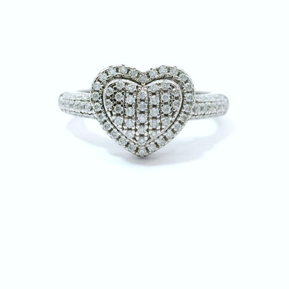 Sterling Silver with Heart Moissanite Ring CTW 1.20 image 0