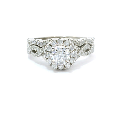 Sterling Silver with Round Brilliant Moissanite Wedding Set CTW 1.25 image 0