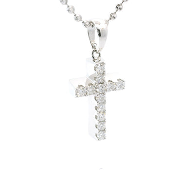 Sterling Silver Mooncuts neckalce with moissanite cross pendent image 1