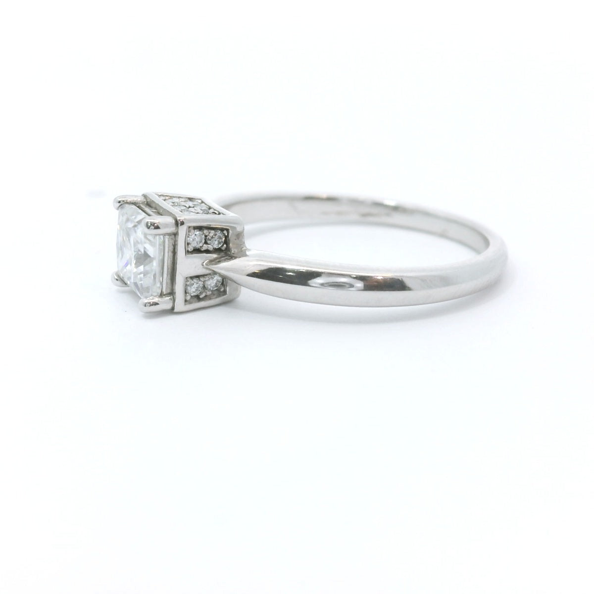 Sterling Silver with Princess Cut Moissanite Promise Ring CTW 0.79 image 2