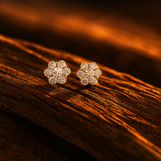 14K Yellow Gold Cluster Stud Lab Diamond Screwback Earrings 3.00 CTTW VS