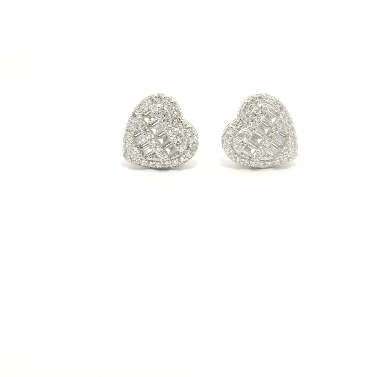 Sterling Silver with Heart Cubic Zirconia Earrings image 0