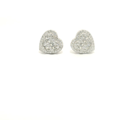 Sterling Silver with Heart Cubic Zirconia Earrings image 0