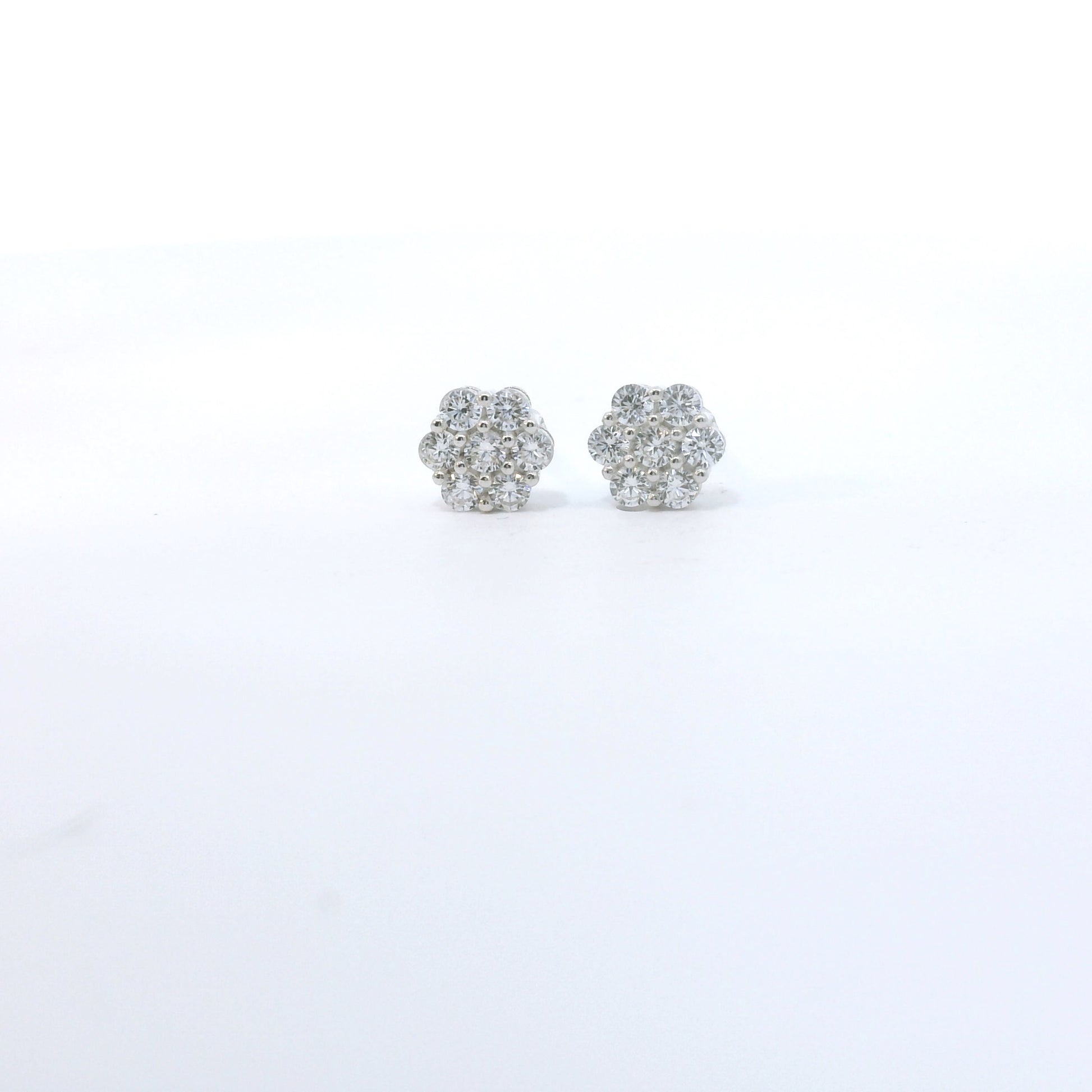 Sterling Silver with Flower Cubic Zirconia Earrings image 1