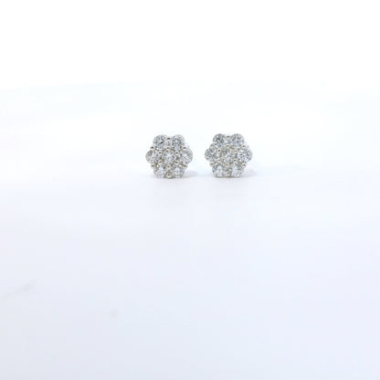 Sterling Silver with Flower Cubic Zirconia Earrings image 1