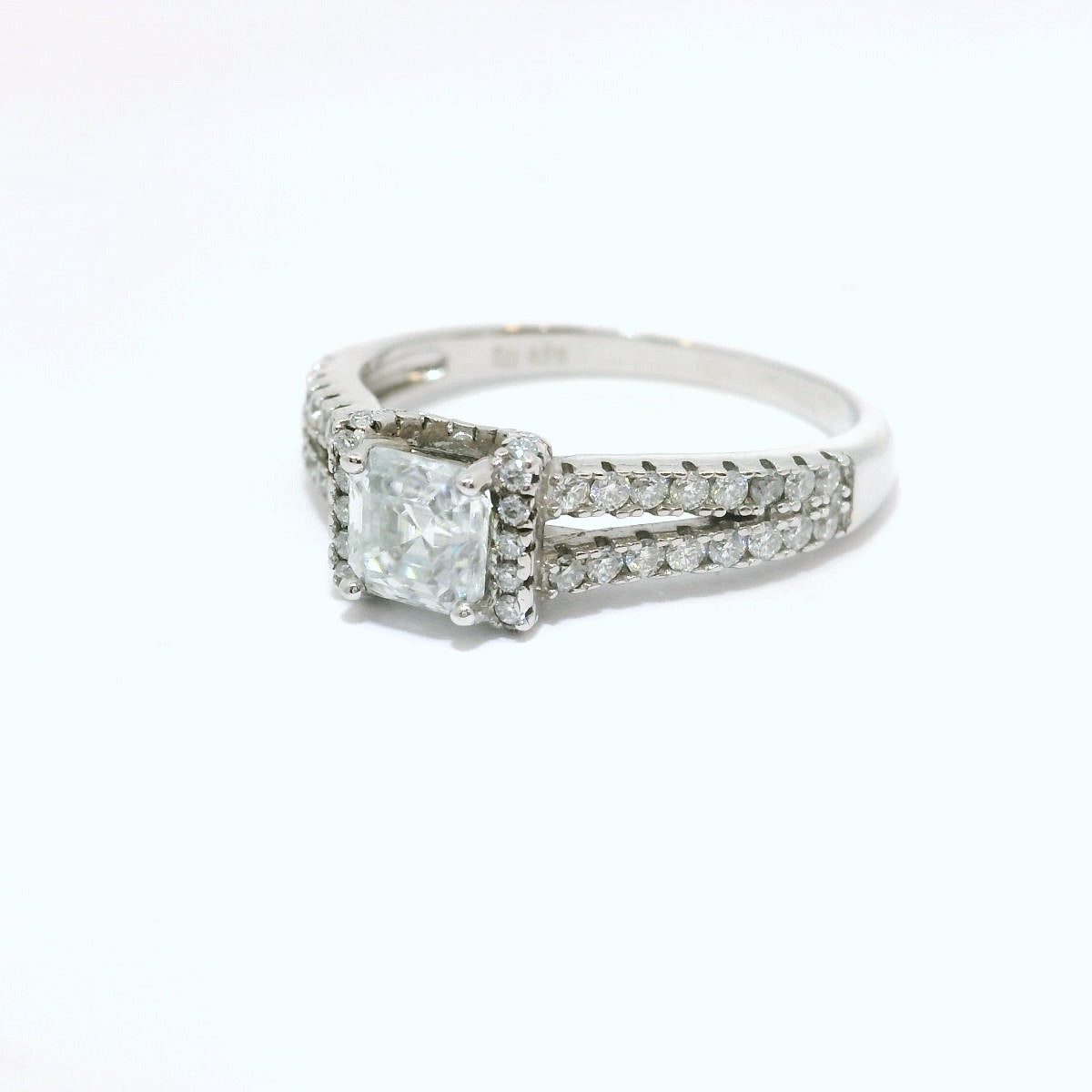Sterling Silver Promise Ring with Princess Cut Moissanite CTW 1.09 image 1