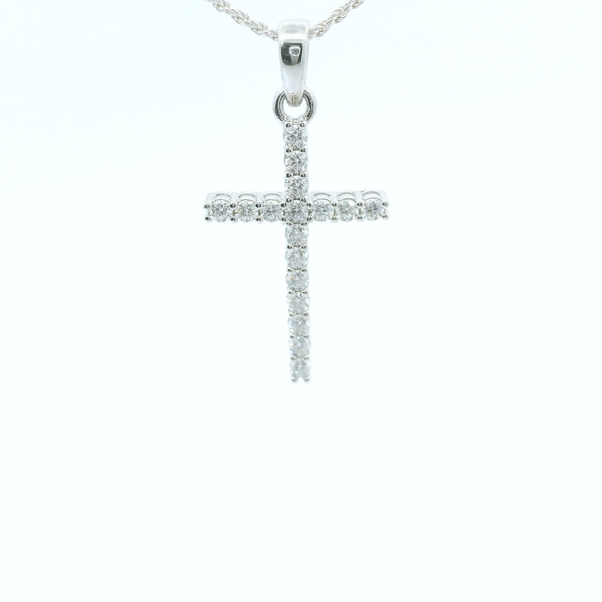 Sterling Silver Moissanite Cross Set image 0
