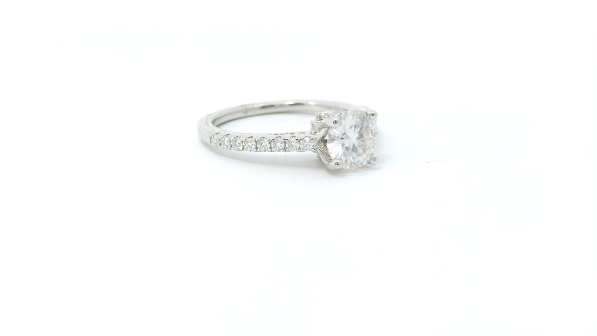 Sterling Silver with Brilliant Round Moissanite Promise Ring CTW 1.19 image 2