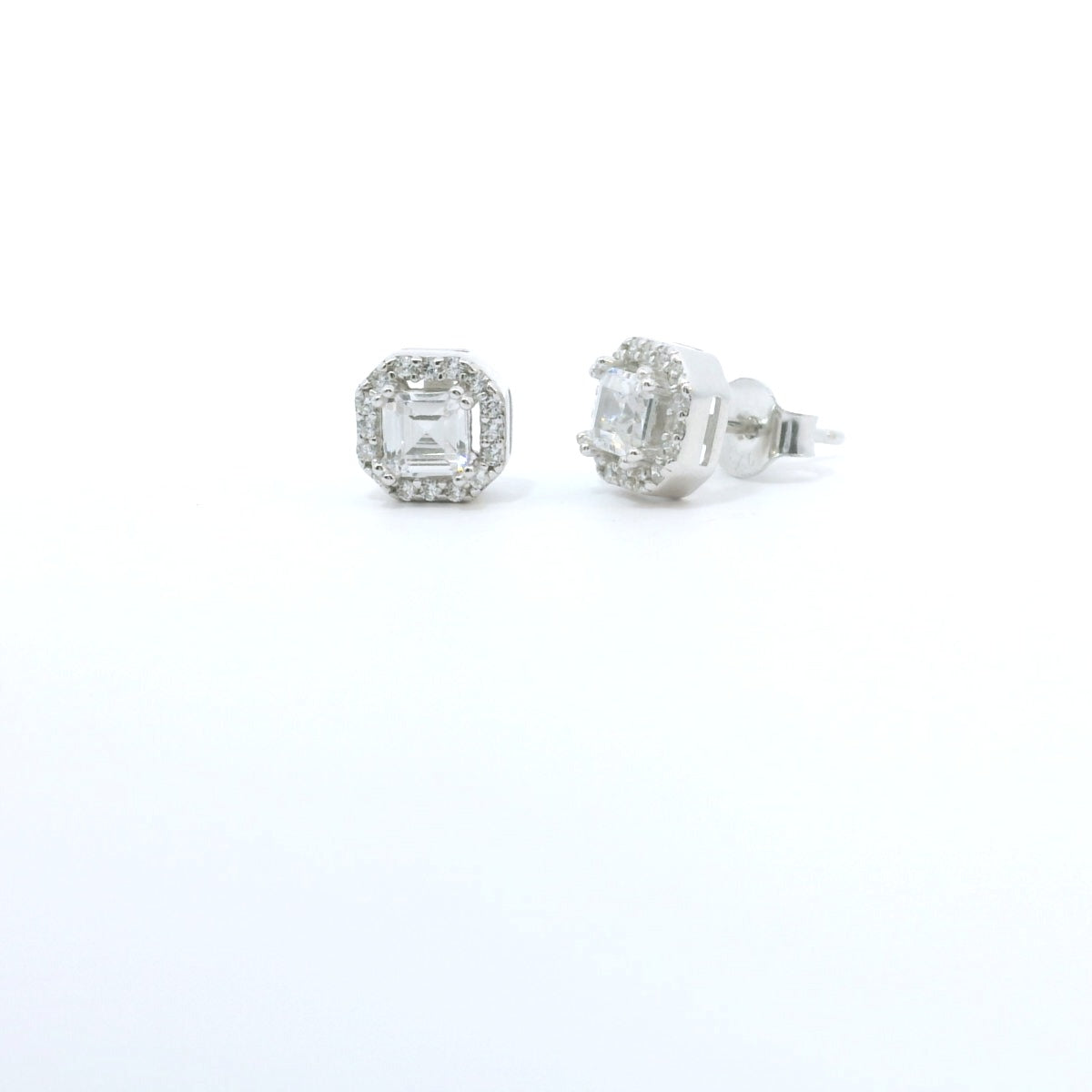 Sterling Silver with Square Cubic Zirconia Earrings image 1