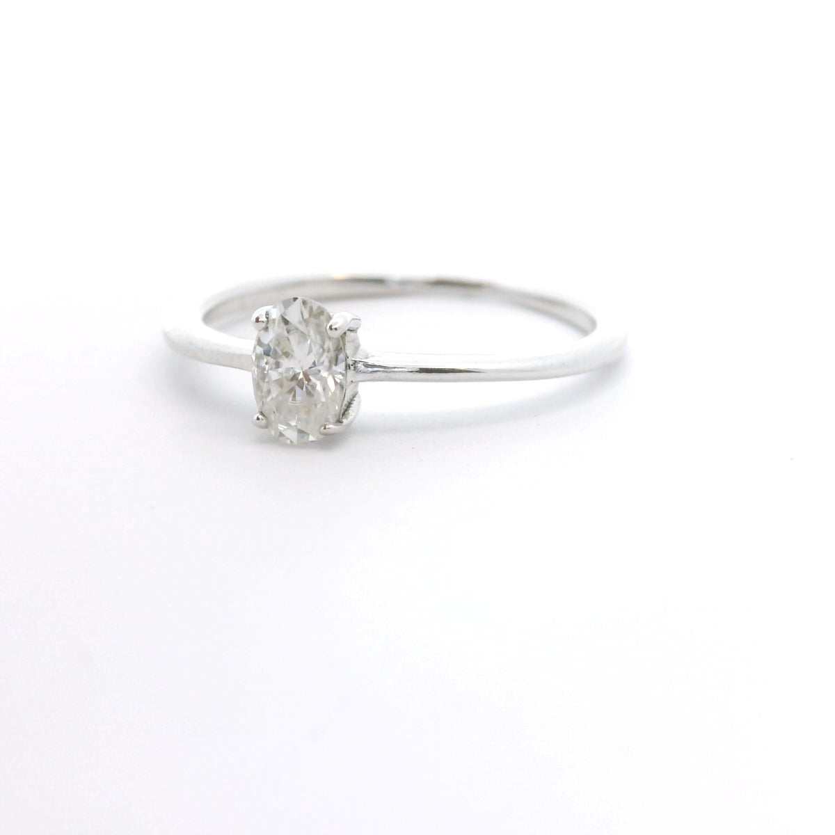 Sterling Silver with Oval Moissanite Promise Ring CTW 0.50 image 0