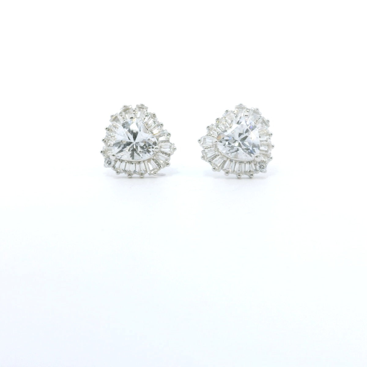 Sterling Silver Elegant Heart Cubic Zirconia Earrings image 0