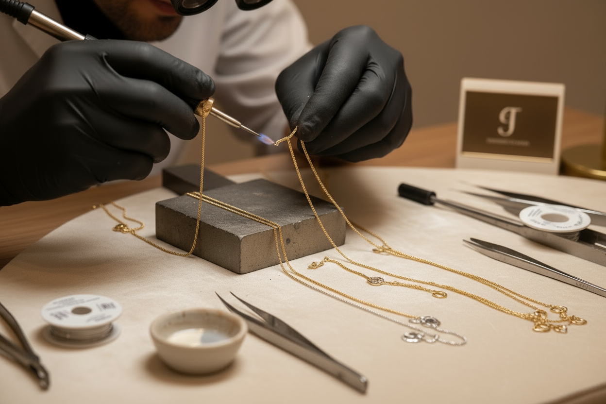 Follow up on the image make it where there's no face showing rather the hands fixing the chains